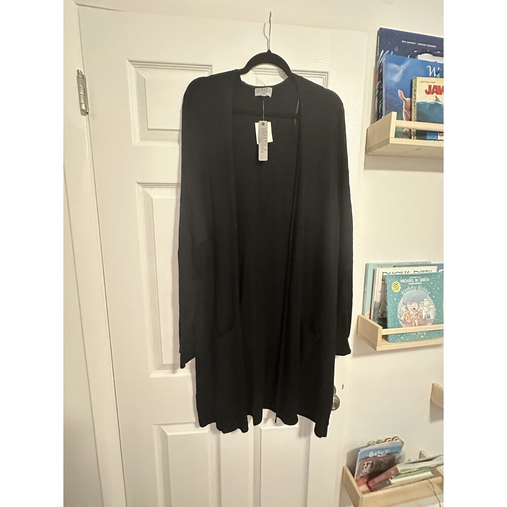 NWT Joseph A Womenβs 3X Black Long Open Front Cardigan Duster Nordstrom Rack